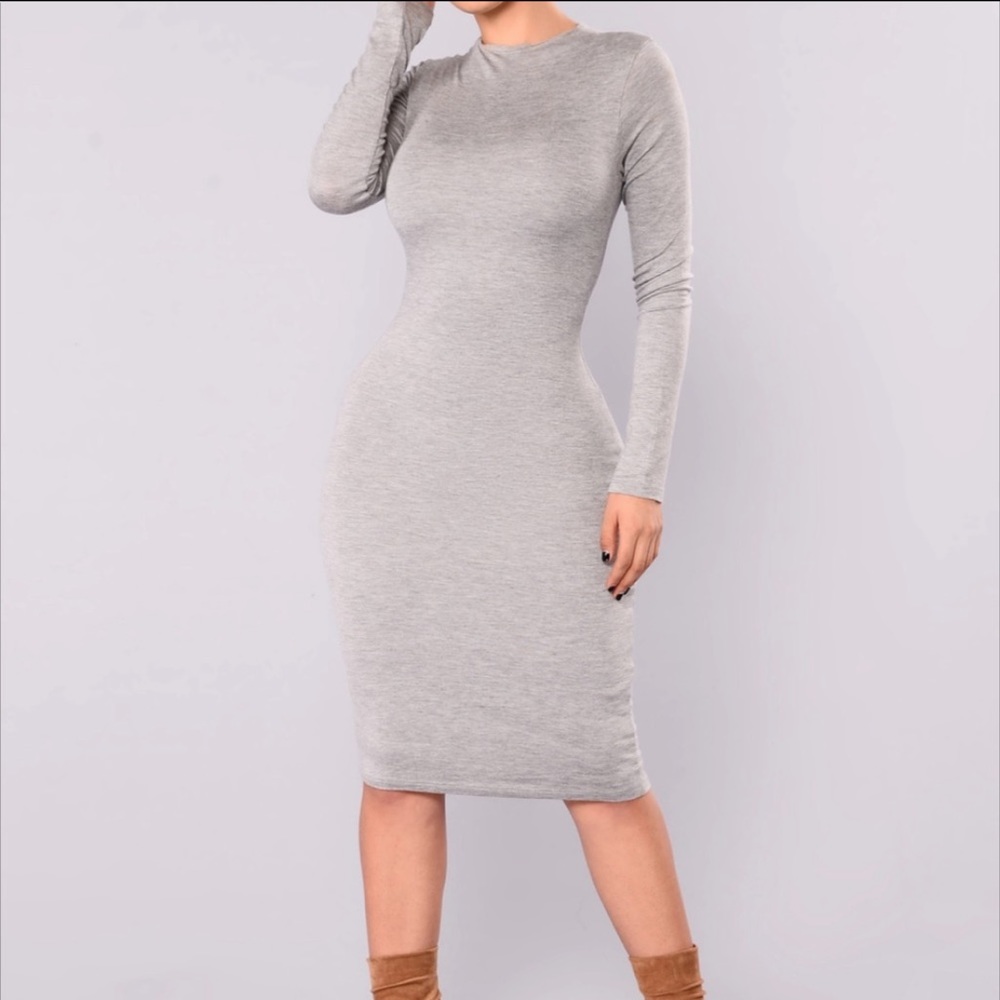 NWT Fashion Nova heather grey midi dress